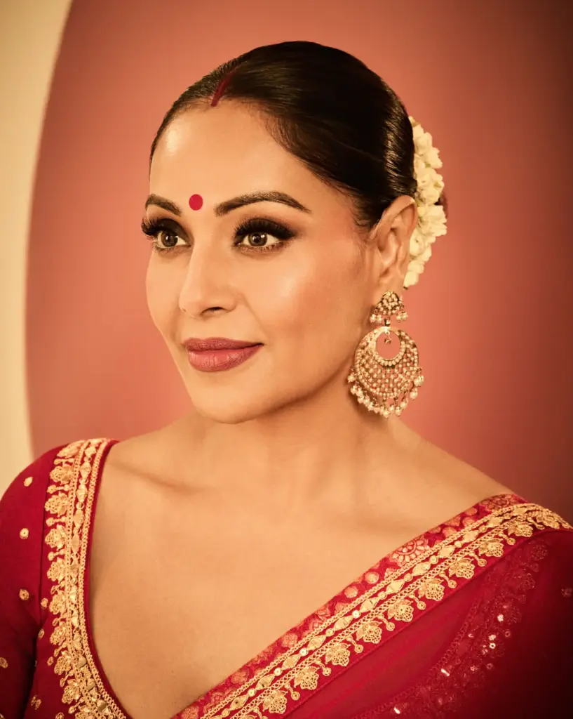 Bipasha Basu 2026 Durga Puja Look Red Saree
