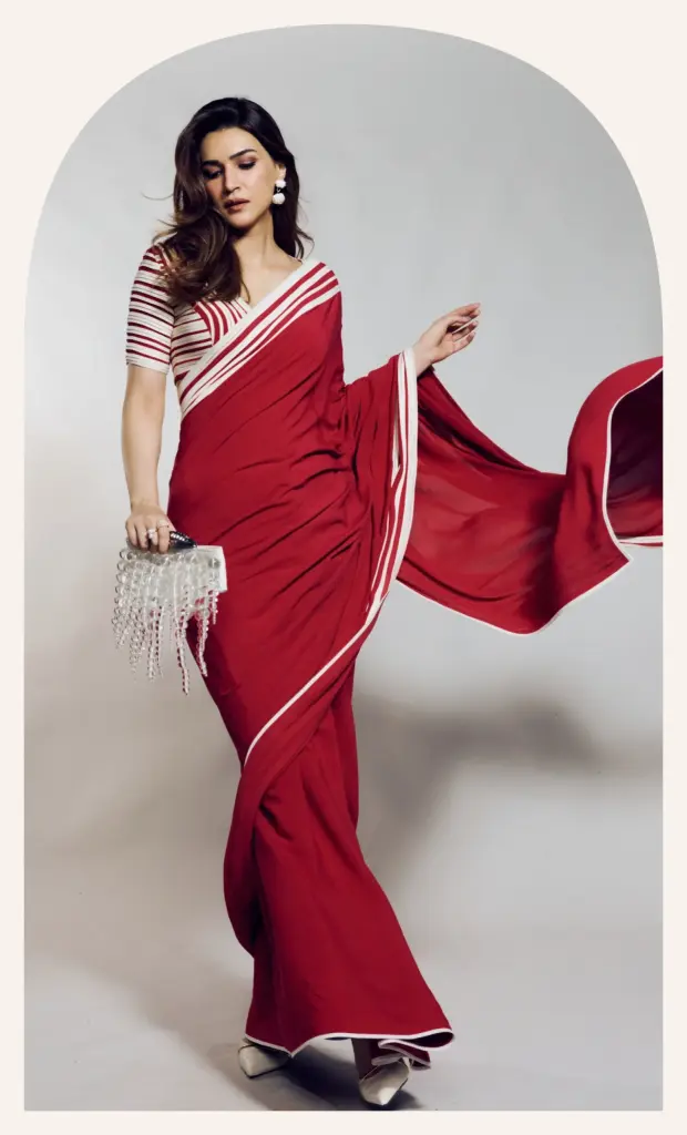 Kriti Sanon Striped saree by Bodice at NDTV World Summit 2026