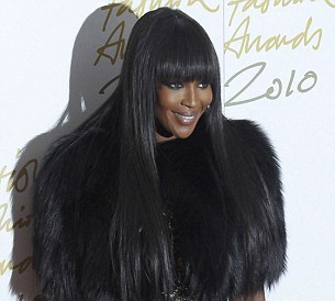 Naomi Campbell  in Alexander McQueen at 2010 British Fashion Awards