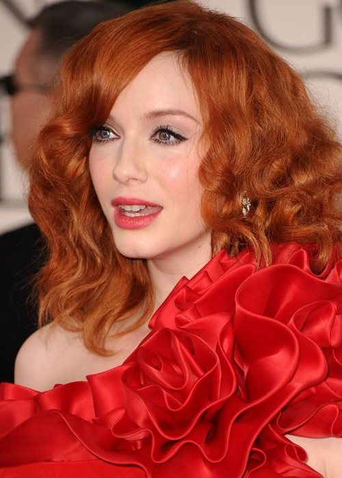 Christina Hendricks hairstyle makeup 2011 Golden Globes Awards