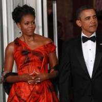 Michelle obama red Alexander McQueen red gown