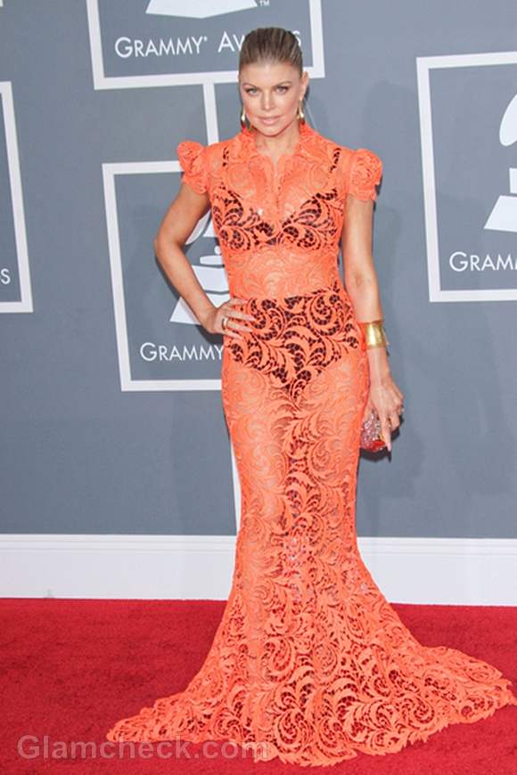 Fergie see-through lace gown 2012 Grammy Awards