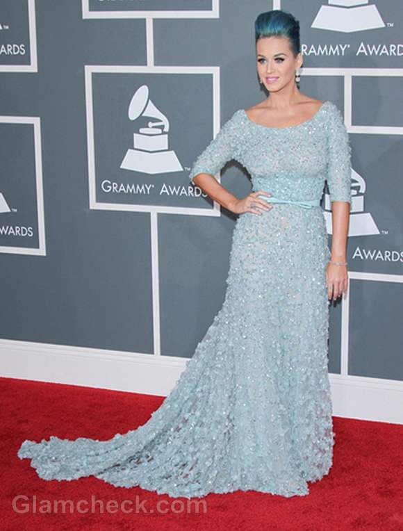 Katy Perry  Ice-Blue Princess Gown 2012 Grammy Awards