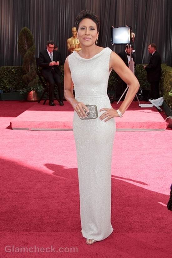 Oscars 2012 celebrities white gowns Robin Roberts