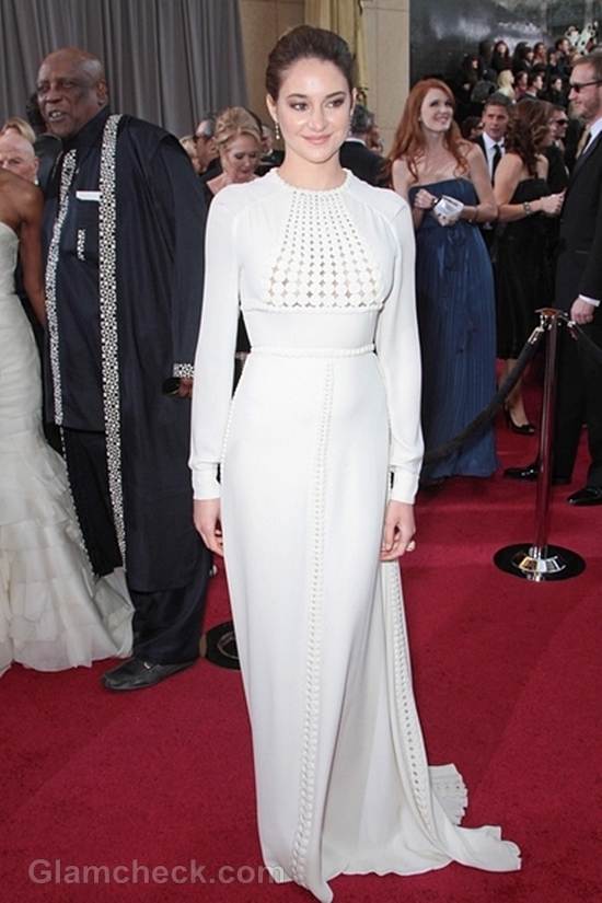 Oscars 2012 celebrities white gowns Shailene Woodley