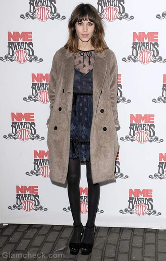 Alexa Chung Sports Sweet Blue Dress at NME Awards