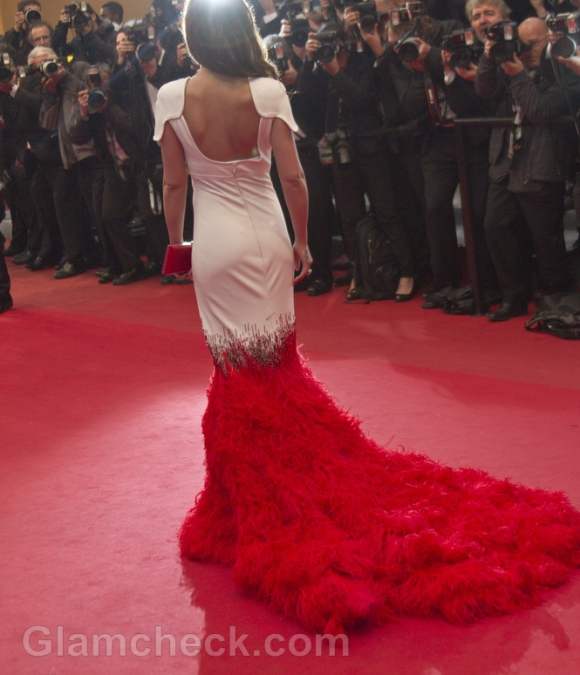 Cheryl Cole red white Gown 2012 cannes film festival