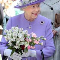 Queen Elizabeth II lavender outfit visit hitchin