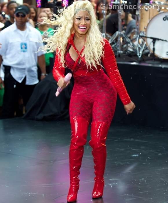 Nicki Minaj Blazes a Trail in Red Bodysuit on “Today Show”