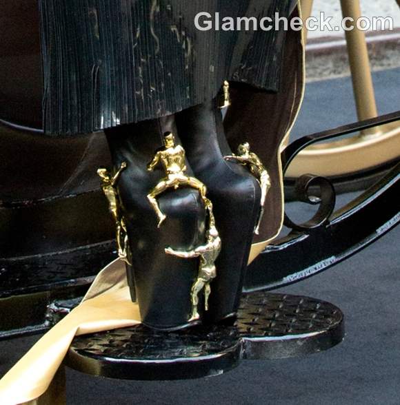 Lady Gaga heels at launch of Fame Perfume