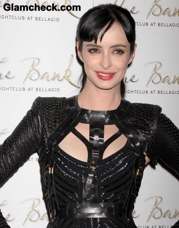 Krysten Ritter 31st Birthday in Black Dress Gladiator Vest