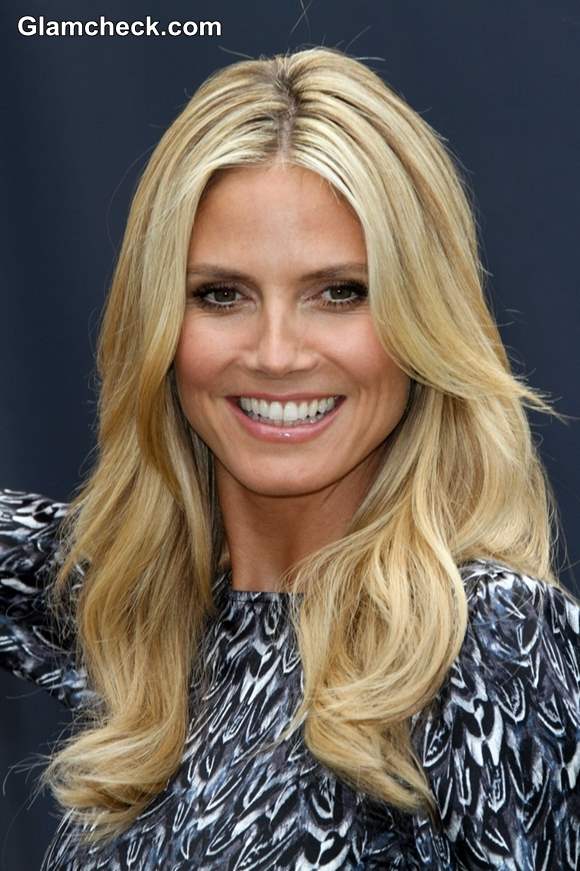 Heidi Klum Promotes “Right End” Hair care Campaign in Sexy Sheath Dress