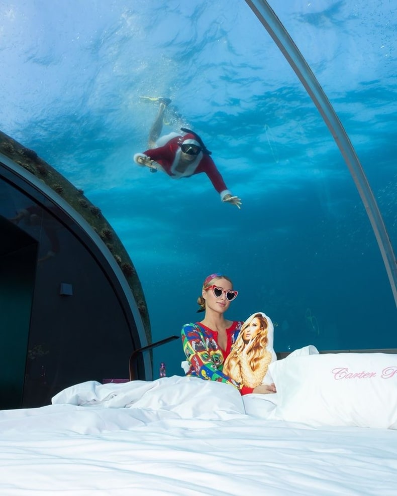 Paris Hilton honeymoons in an underwater private villa