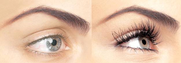 Eyelash extensions before after