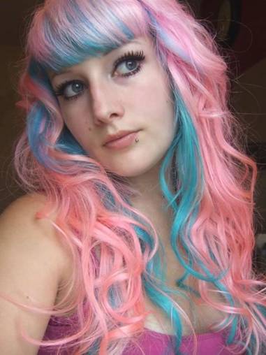 Pink and blue hair color