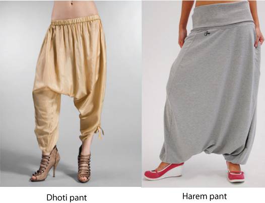 Difference between dhoti pants and harem pants