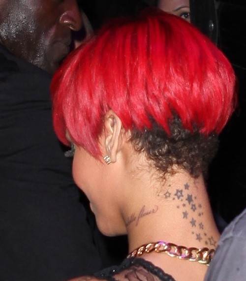 Rihanna red cropped hair August 2010