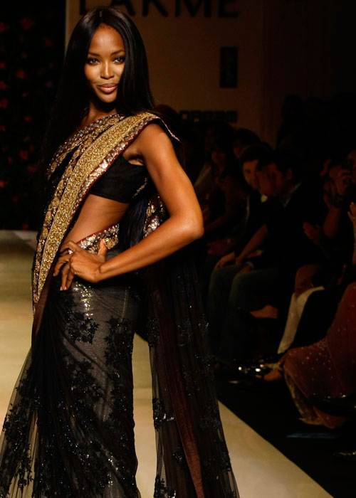 black sheer sari for evening parties