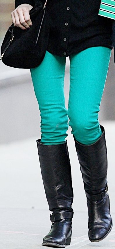 Ashley Greene rocks green denims