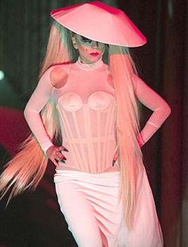 Lady Gaga walks the ramp for Mugler-white dress