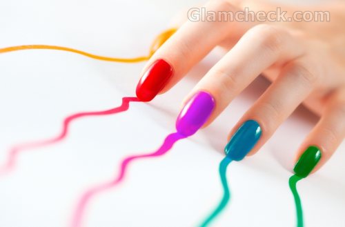 Multi colored nail Easy nail art idea