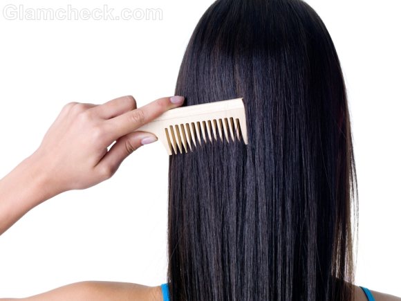 combing long hair