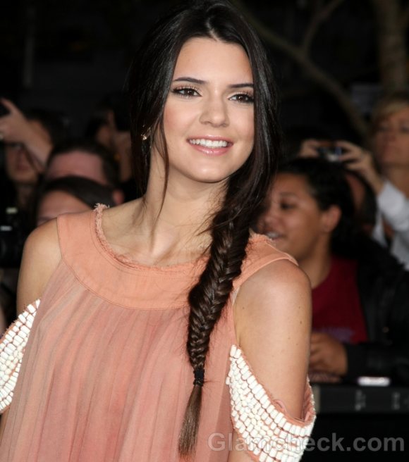 Kendall Jenner Sports Side Fishtail Braid At The Twilight Saga Premiere