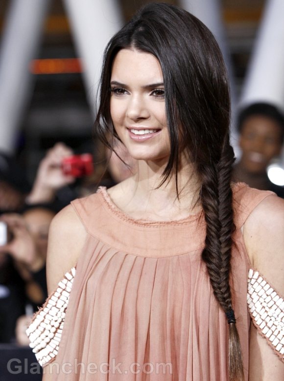 Kendall Jenner Sports Side Fishtail Braid