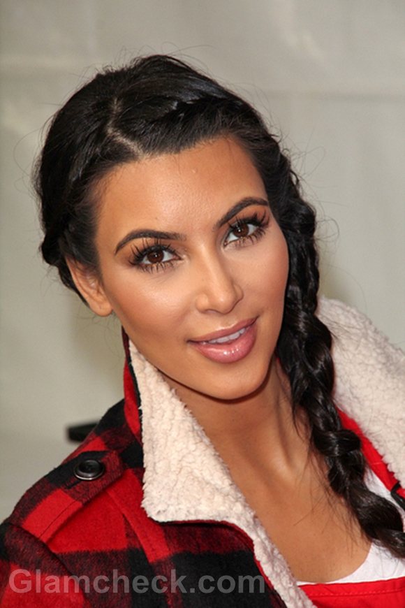 Kim Kardashian Milkmaid Braids hairstyle Thanksgiving