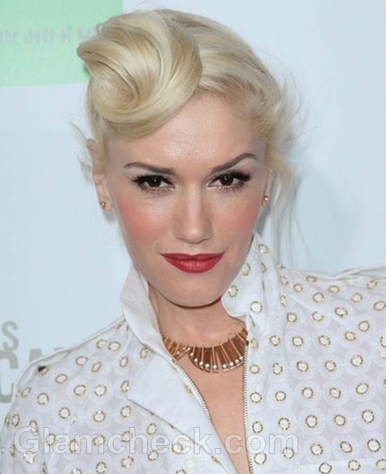 Gwen Stefani Sports Unique Updo celebrity hairstyle