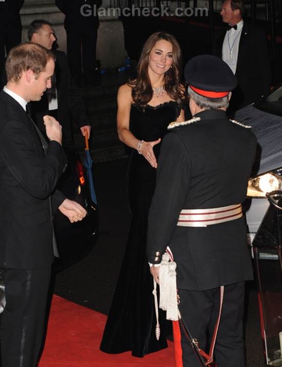 Kate Middleton Black Strapless Alexandra McQueen Gown