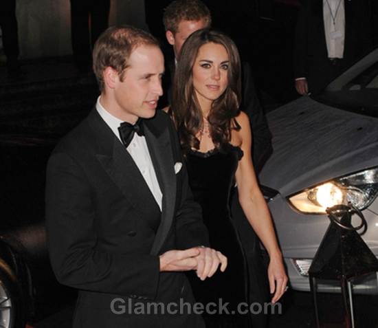 Kate Middleton  Black Velvet Strapless Alexandra McQueen Gown