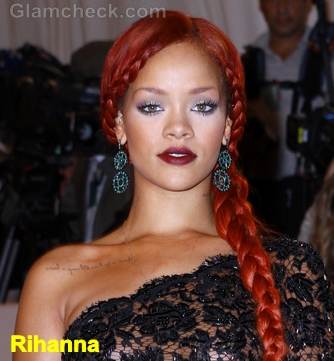 Rihanna side plaits hairstyle 2011