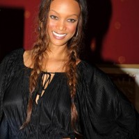 Tyra Banks Sports Twin Braids for Modelland Signing