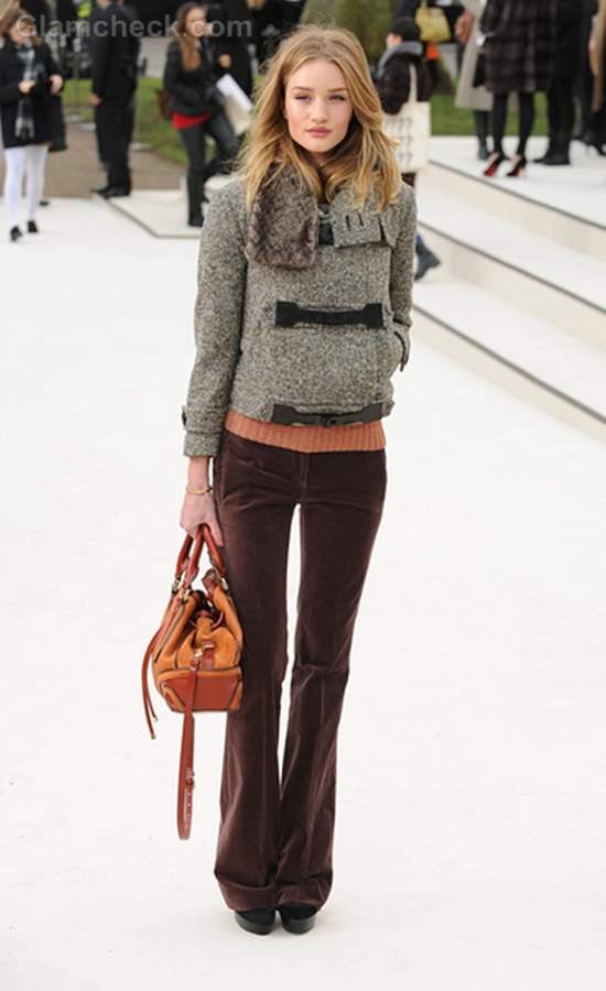 Rosie Huntington-Whiteley Tweed Jacket to London Fashion Week