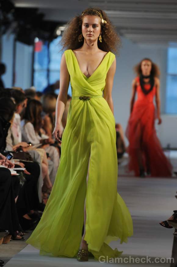 Style pick of the day oscar de La renta fluorescent maxi dress