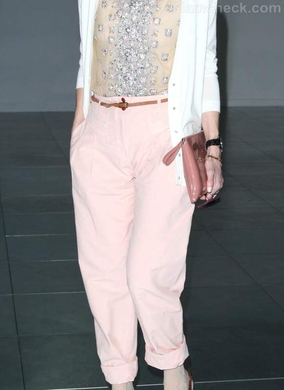 Laura Bailey pink panrs  Fall-Winter 2012 London Fashion Week