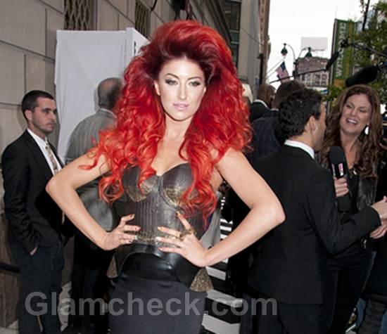 Celeb hair neon hitch voluminous red hair