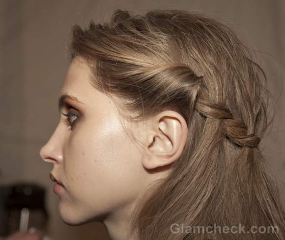 Hairstyle how to- twisted milkmaid-braids-fall-2012-Tracy Reese