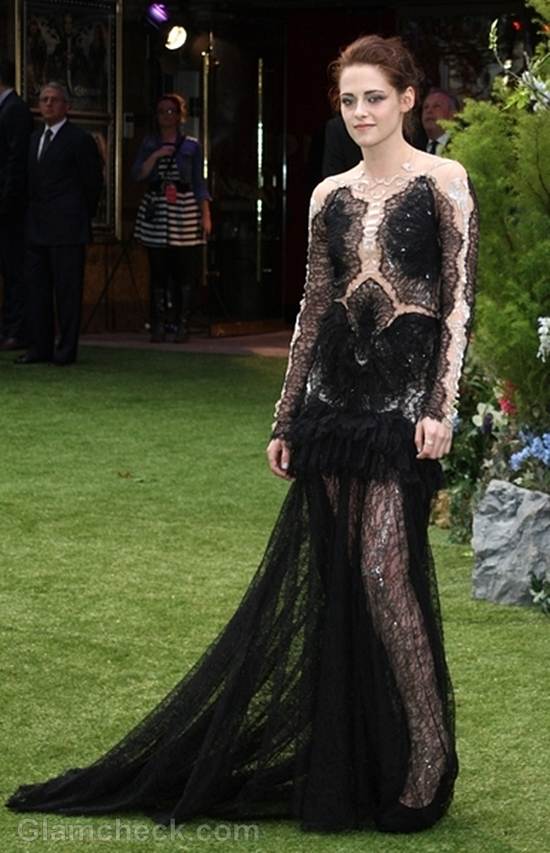 Kristen Stewart black marchesa gown