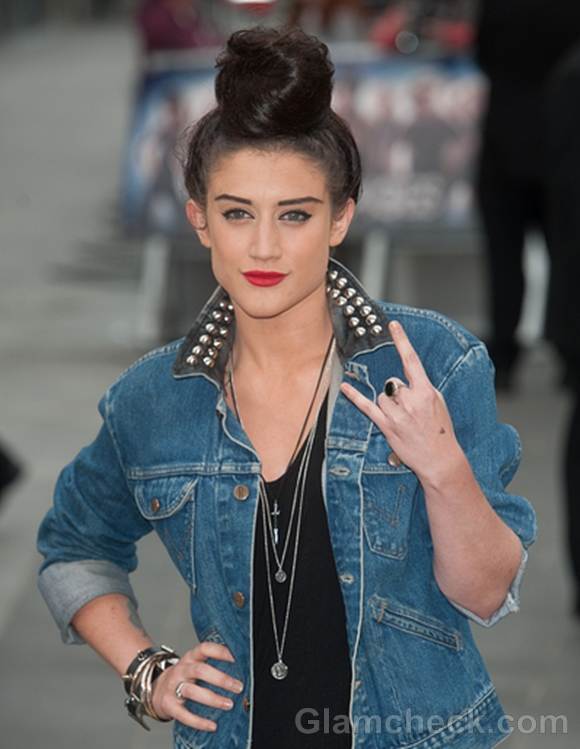 Katie Waissel twisted top knot hairstyle