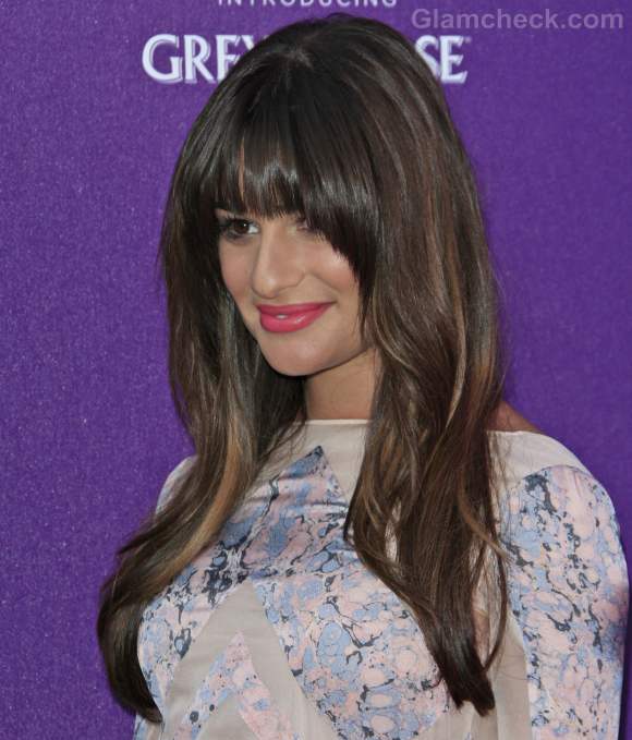 Lea Michele blunt bangs hairstyle