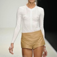 Style Picture white top and beige shorts