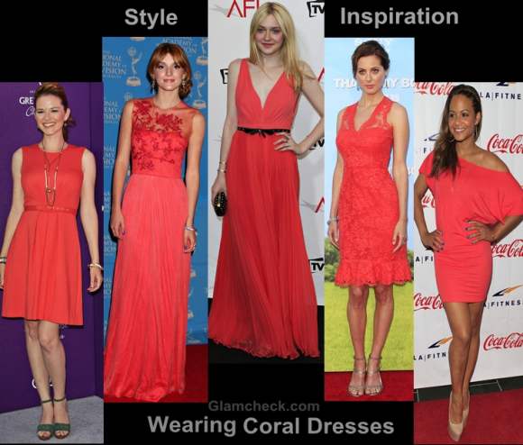 Style inspiration wearing coral dresses gowns