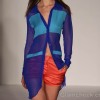 Style pick color blocked long chiffon shirt