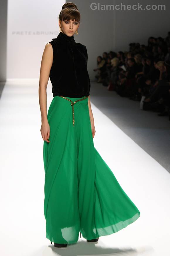 Style pick green maxi skirt prete and bruno Fall 2012