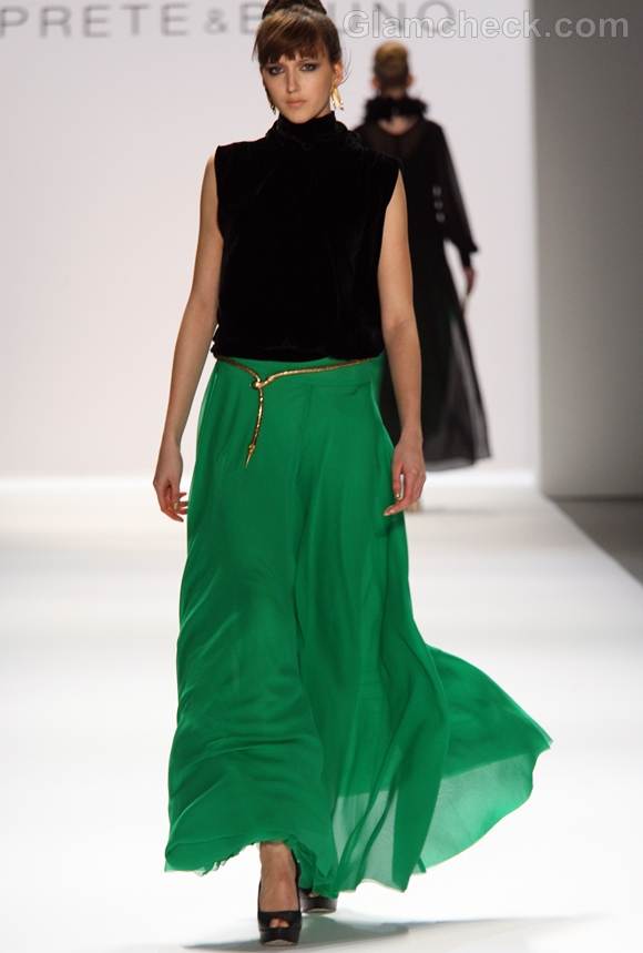 Style pick green maxi skirt prete and bruno Fall winter 2012