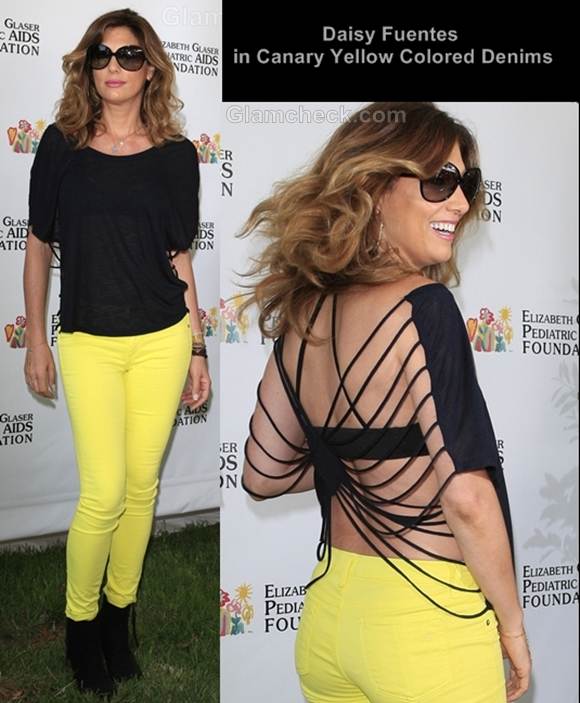 canary yellow colored denims style daisy fuentes