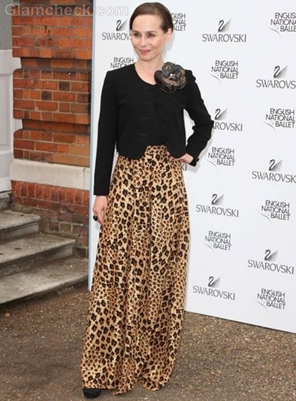 leopard print skirt Tara Fitzgerald