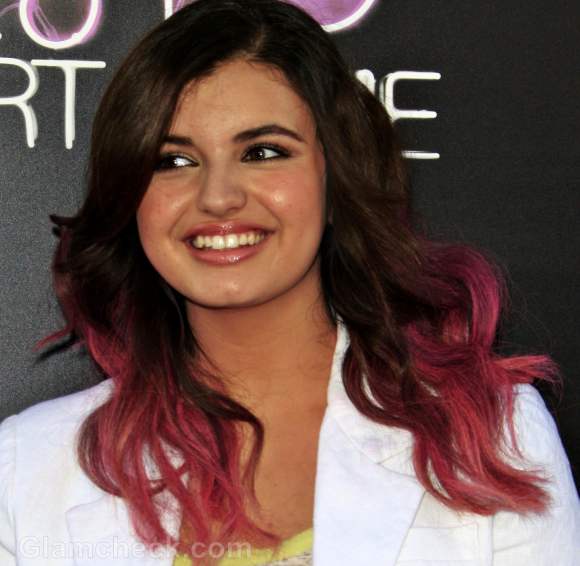 pink dip dyed two toned hair rebecca black